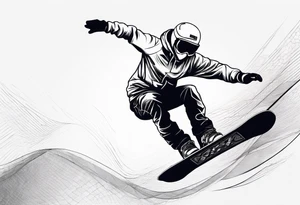 snowboarder hitting a rail of a broken humerus bone tattoo idea