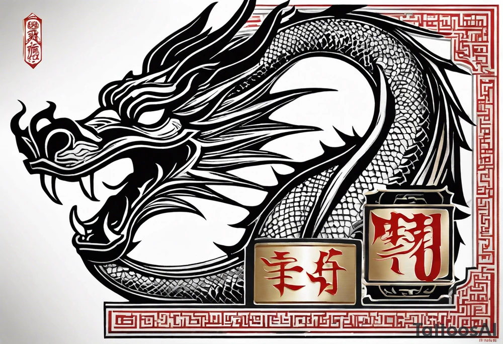Create a tattoo that symbolizes the power of the birth date April 18, 1988, which falls in the Year of the Dragon. The design should embody confidence and determination, as well as spiritual strength and growth, capturing the essence of both the Dragon's power and the transformative journey of personal development tattoo idea