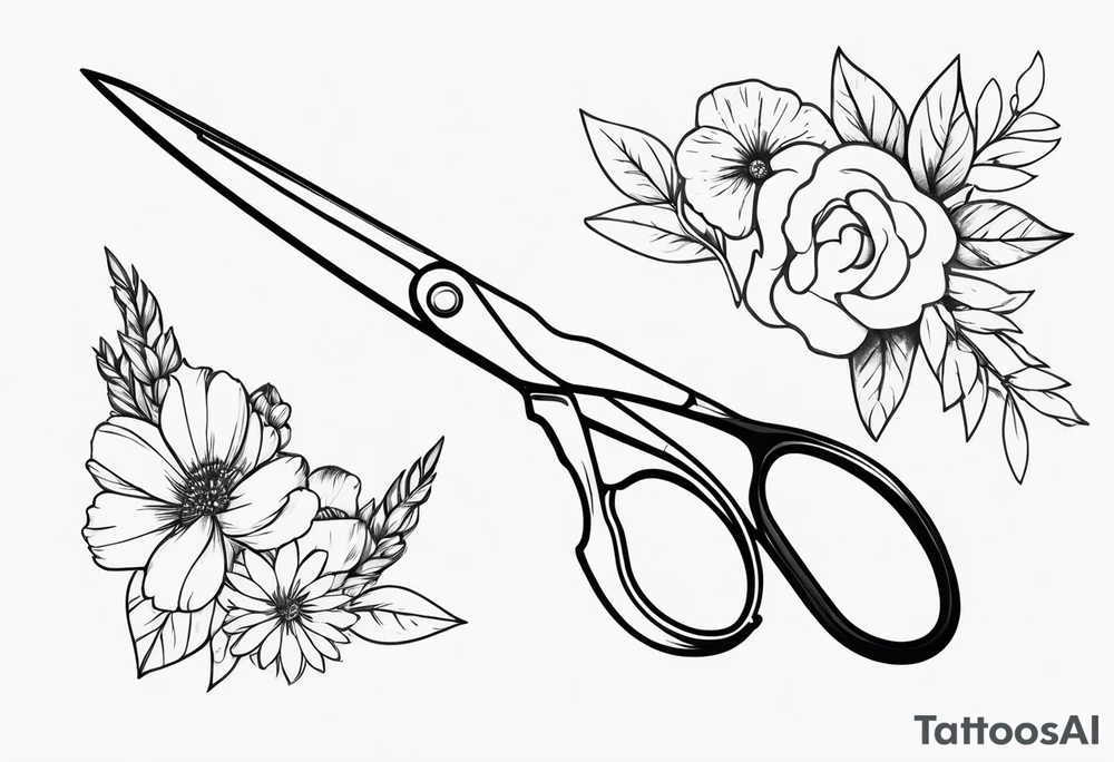 Scissors with flowers tattoo idea