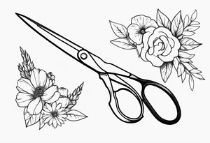 Scissors with flowers tattoo idea