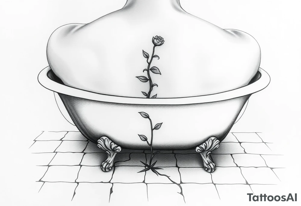 clawfoot bathtub. add a tile floor with a flower growing through the cracks tattoo idea