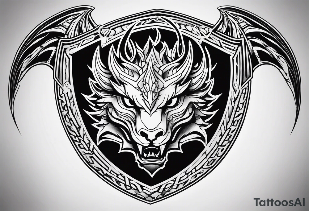 Valhalla shield dragon head tattoo idea