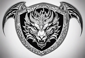 Valhalla shield dragon head tattoo idea