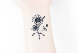sunflowers music symbols roses, wildflowers tattoo idea