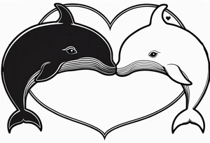 Two whales making heart with tails tattoo idea