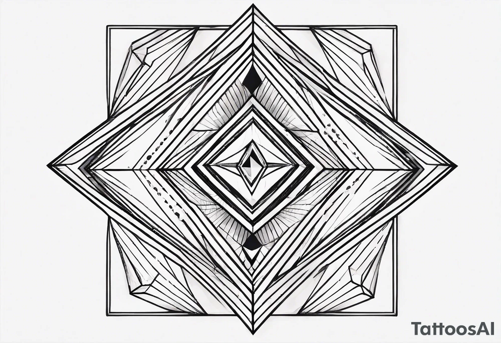 simple line tattoo of geometric elongated dimond split down the middle into 2 shapes tattoo idea
