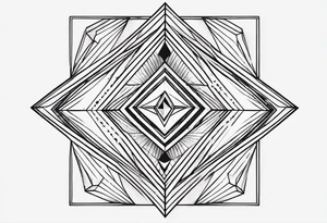 simple line tattoo of geometric elongated dimond split down the middle into 2 shapes tattoo idea