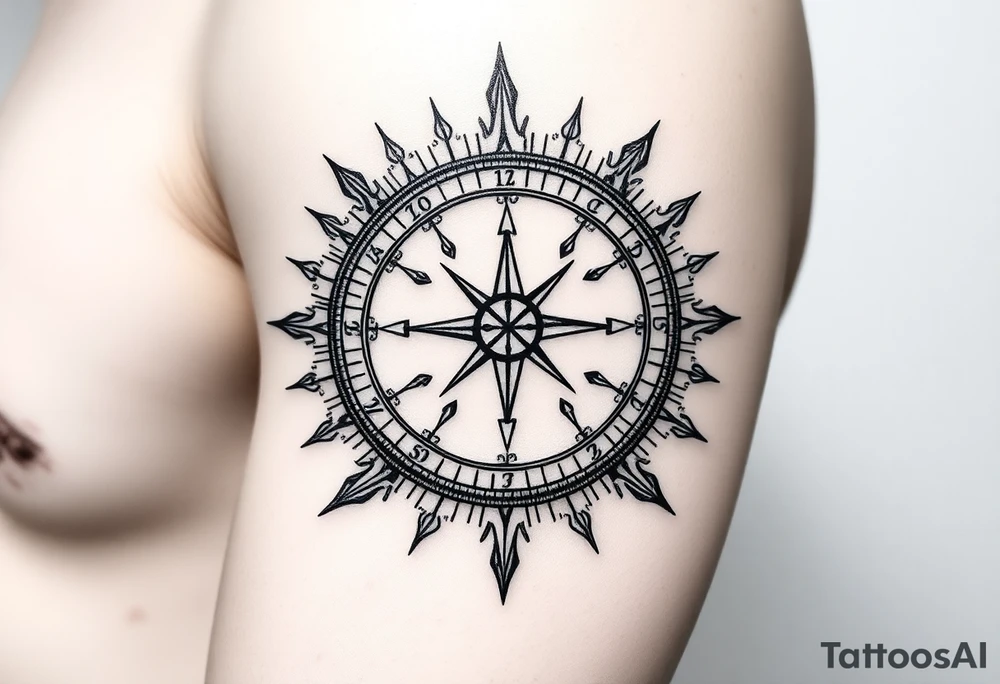 Sundial with wavy declination marks tattoo idea