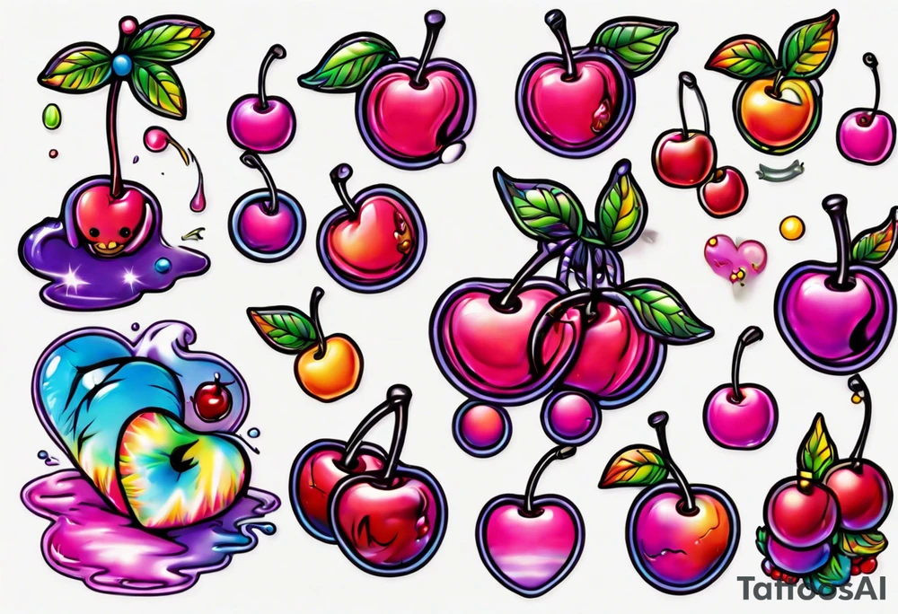 Lisa Frank cherry tattoo idea