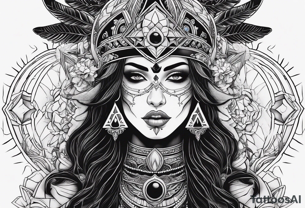 black kali, goddess pirate, alien, pachamama, valkrye, warrior, skull, lotus azul, wing, eagle, zenza resonance, stars, 5D, anahata chakra tattoo idea