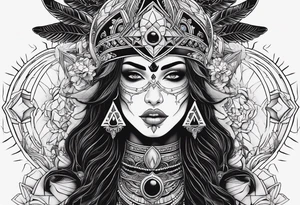 black kali, goddess pirate, alien, pachamama, valkrye, warrior, skull, lotus azul, wing, eagle, zenza resonance, stars, 5D, anahata chakra tattoo idea