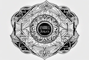"mini tattoo of the combination of the names, Lucas Jordan Annabel" tattoo idea