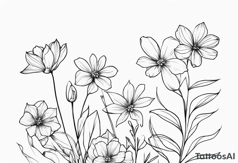 fine line, small flowers, shoulder tattoo idea
