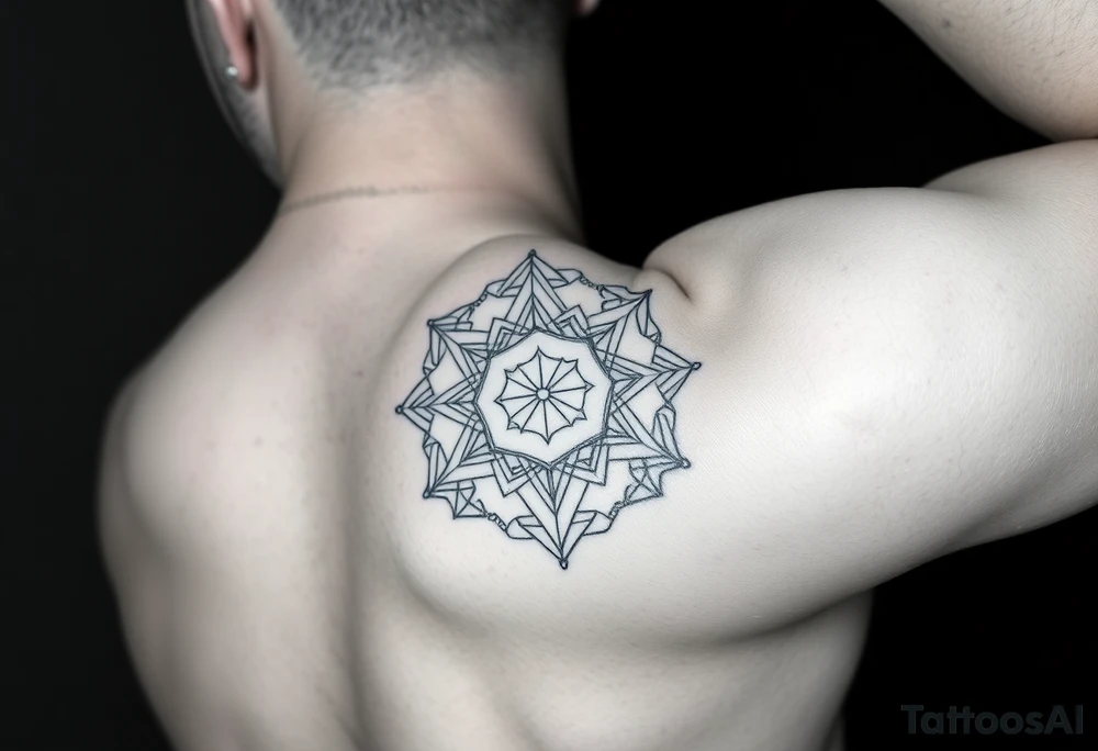 sacred geometry style tattoo for lean forearm with themes including spirituality, construction, football, travel, free spritedness tattoo idea