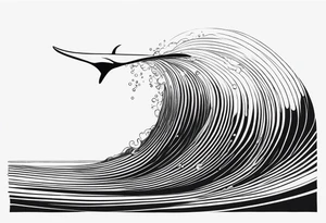 Fine line Whale tail coming out of a wave tattoo idea