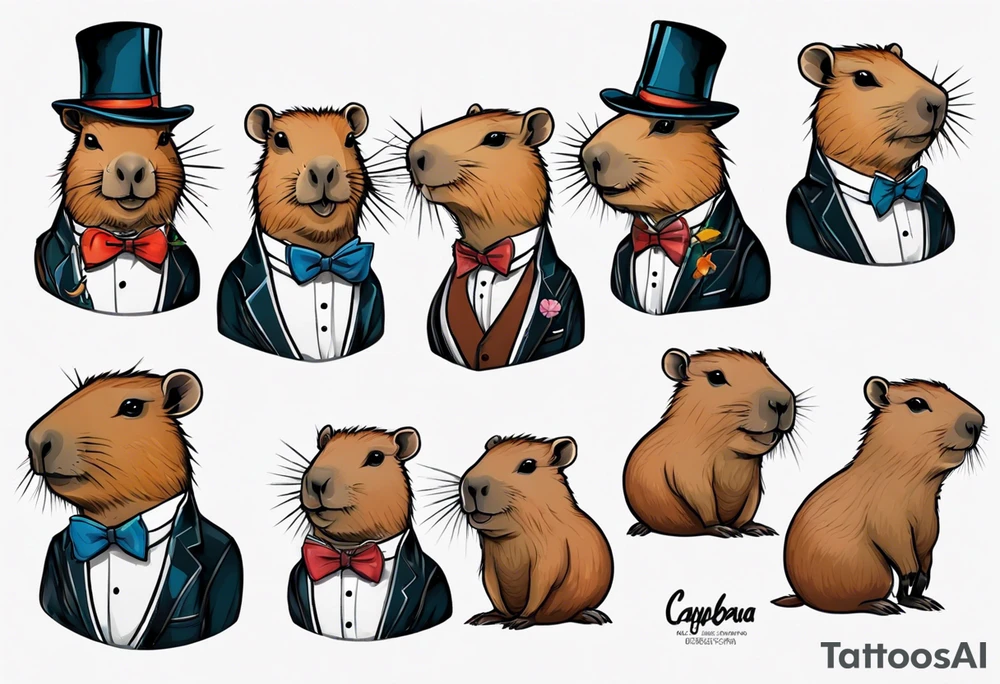 Capybara wearing a tuxedo tattoo idea