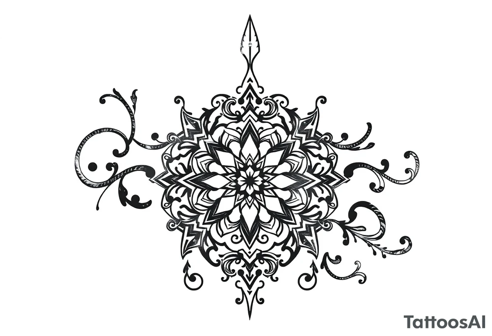 mytical shaman and witch ornament with ancient rhyme tattoo idea