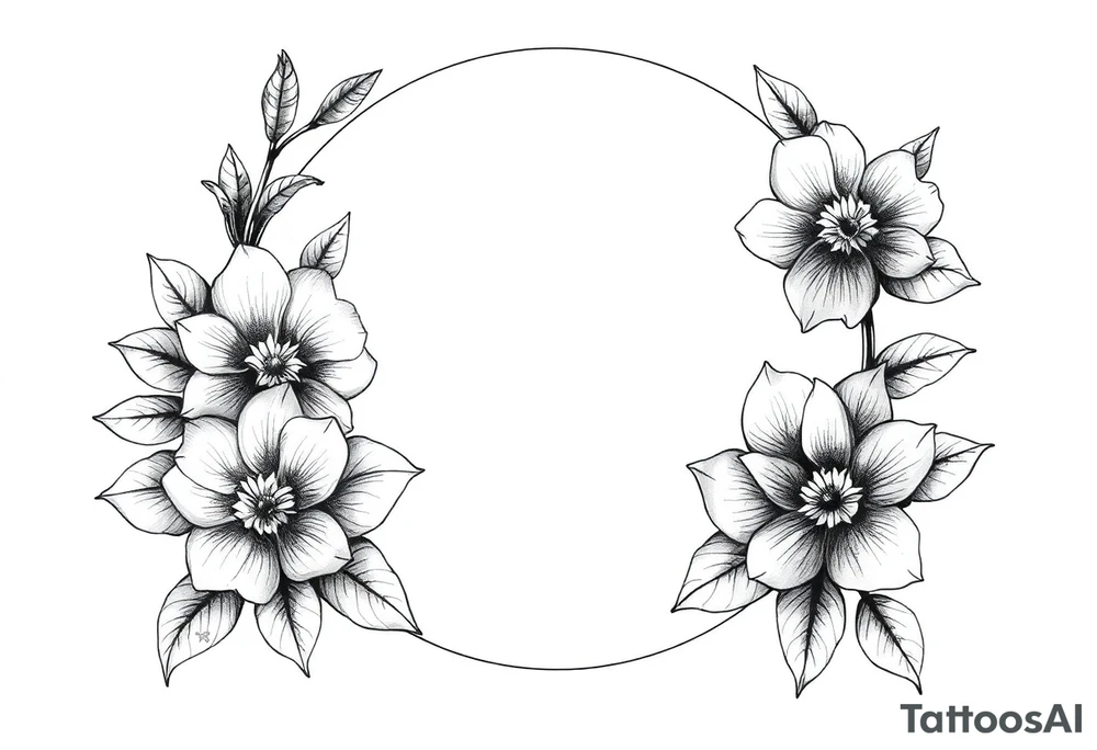 moon-shaped flowers tattoo idea