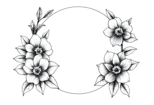 moon-shaped flowers tattoo idea