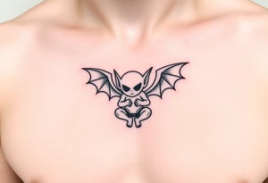 Misfit tiny goblin with wings tattoo idea