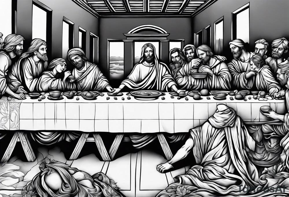 The last supper, everyone is a Skelton tattoo idea