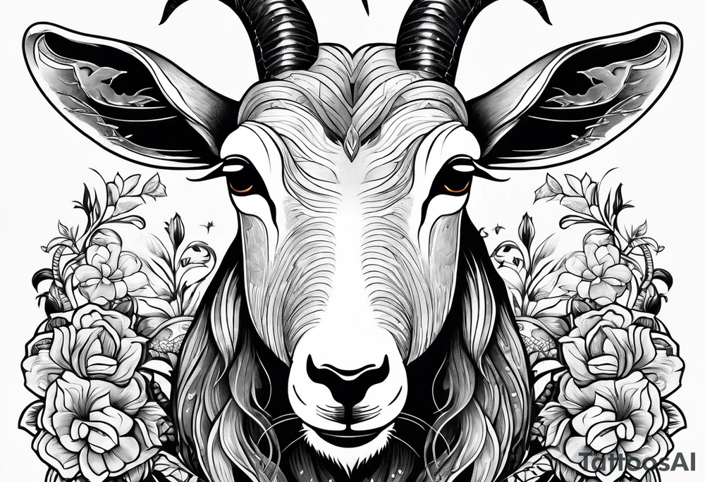 Image of a goat combined with a Snake. Snake tattoo idea