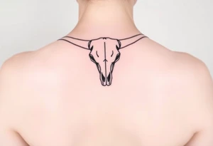 Longhorn skull Sideways with Texas flag shoulder tattoo idea