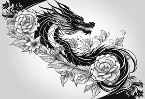 Design for tattoo sleeve - dragon with flowers tattoo idea
