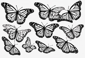 realistic monarch butterfly simple black outline landed on a twig tattoo idea