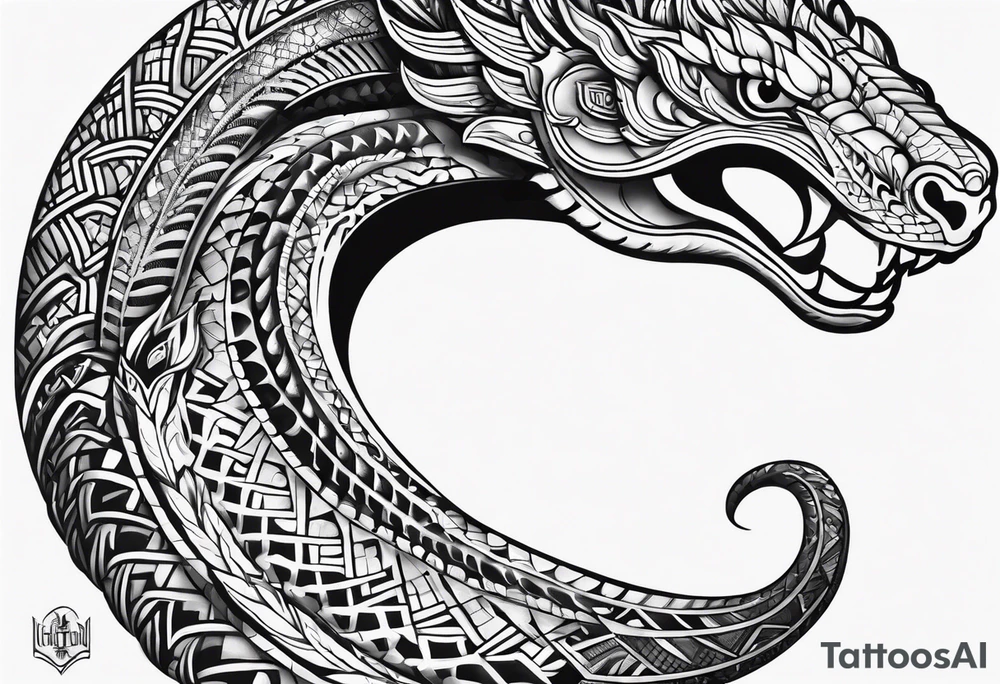 aztec snake sleeve tattoo idea