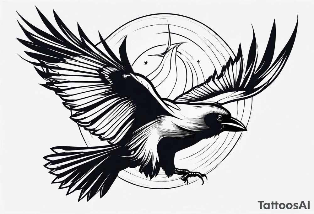 Crow in flight tattoo idea