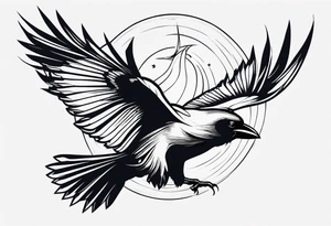 Crow in flight tattoo idea