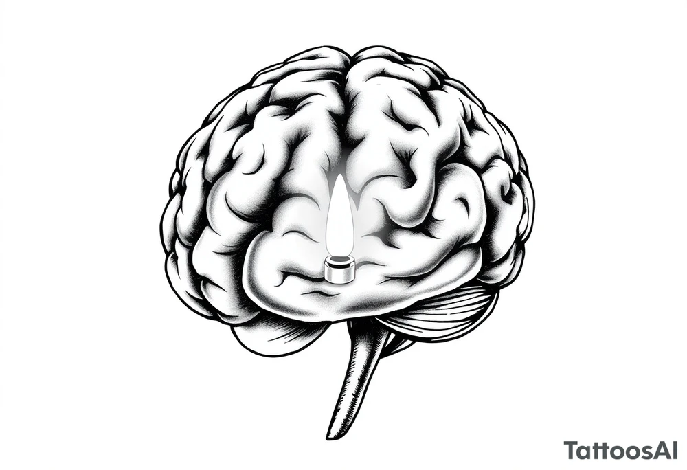 A realistic human brain with a light switch. tattoo idea
