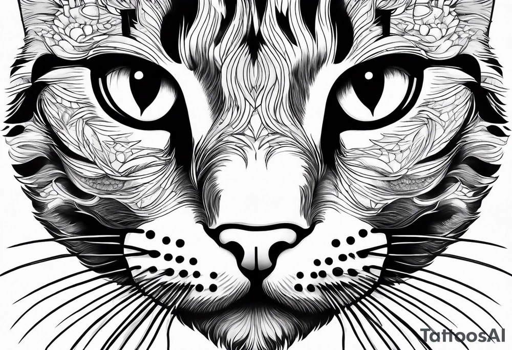 Cat face, front on tattoo idea