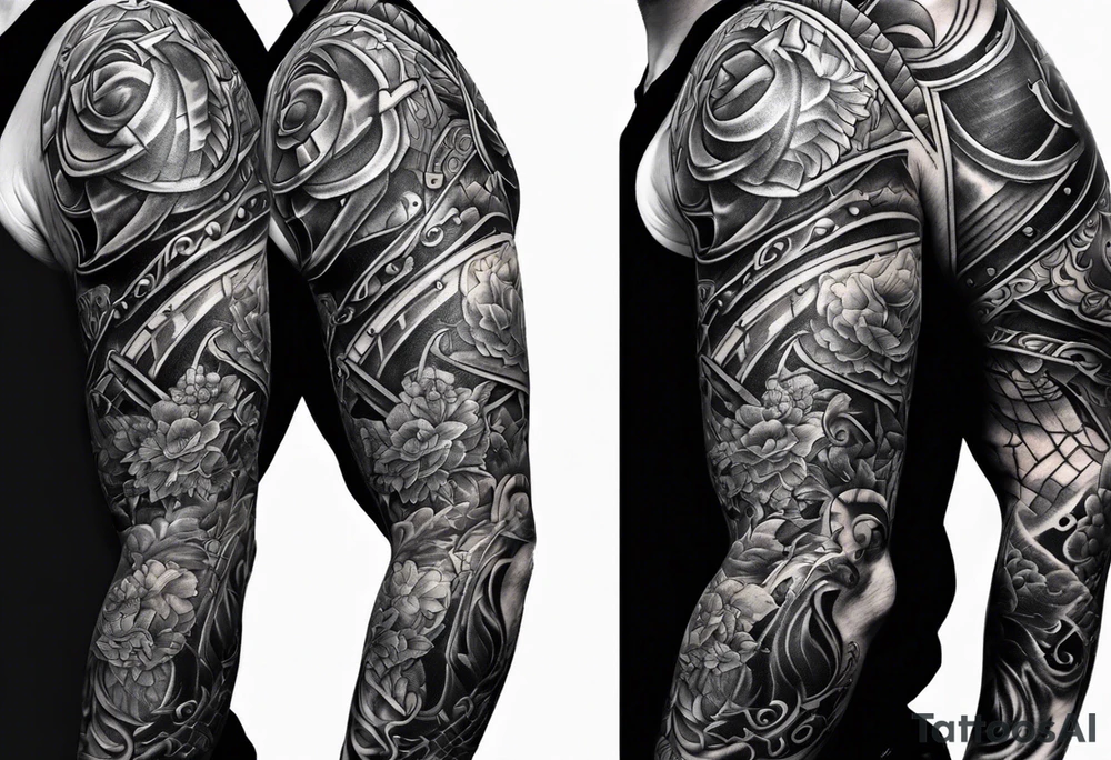 Armor on only one arm tattoo idea