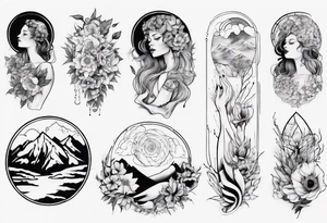 Persephone with mountains tattoo idea