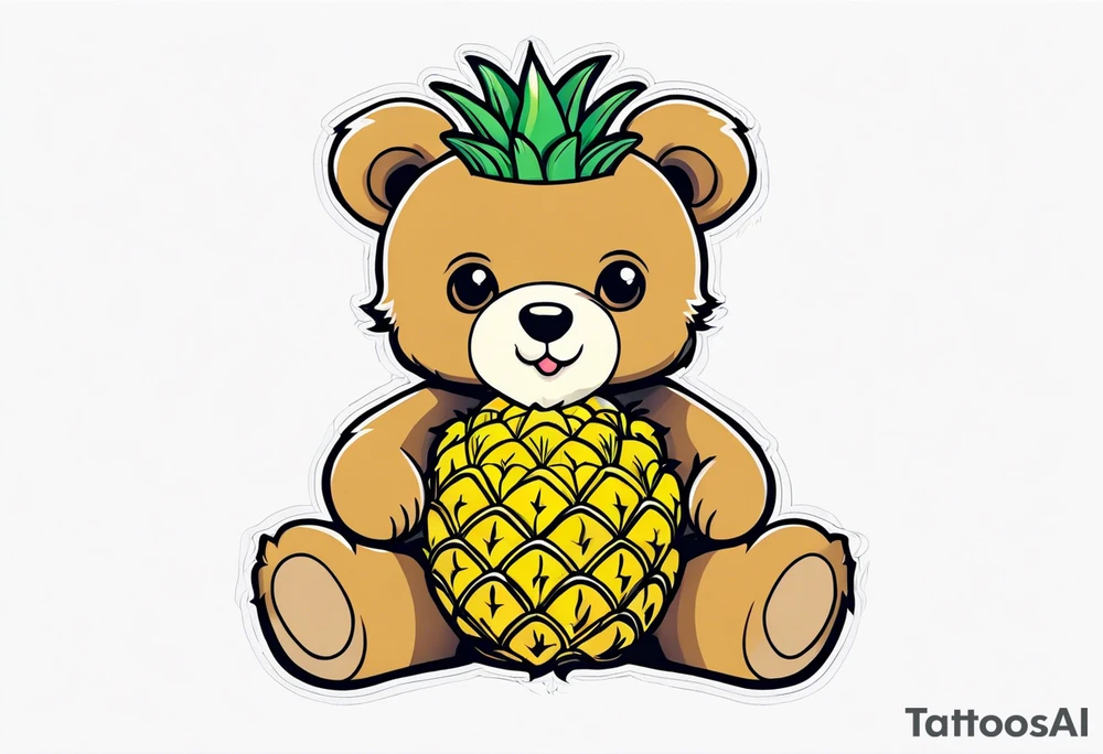 Teddy bear loves pineapple tattoo idea