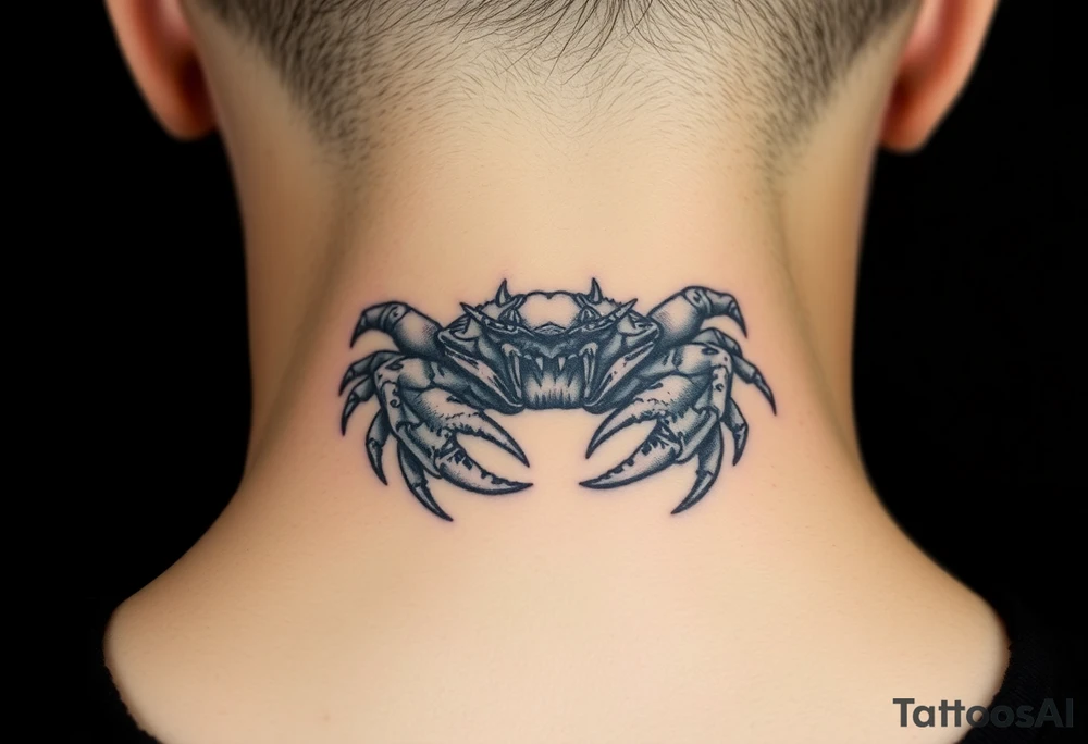 An angry crab with its claws raised tattoo idea