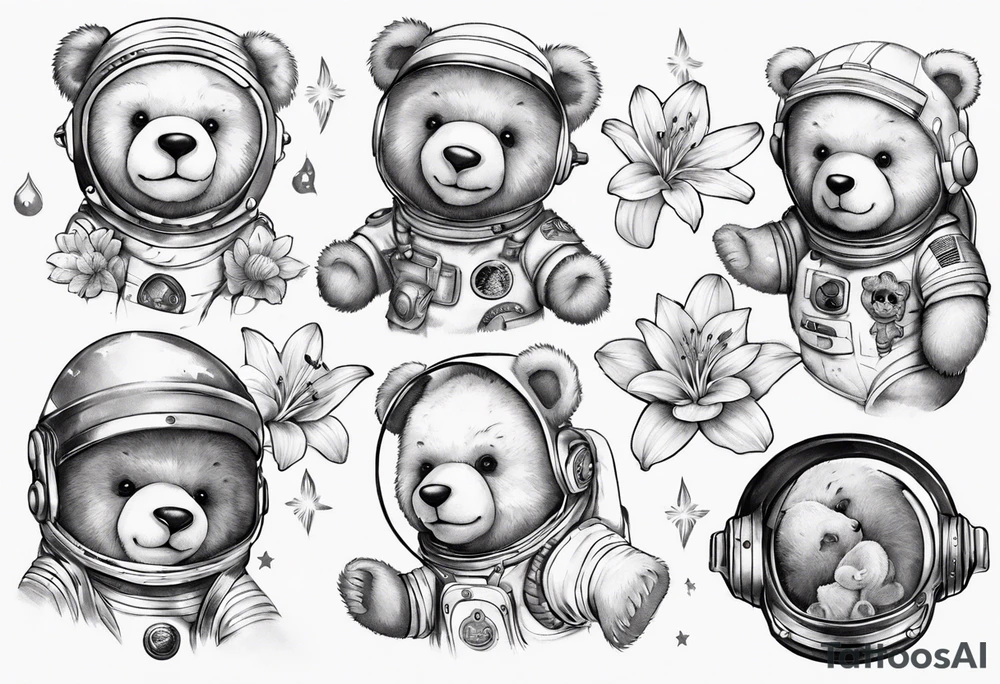 Teddy bear astronaut lily’s tattoo idea