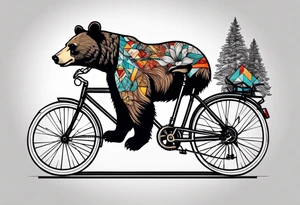 bear riding a bicycle tattoo idea