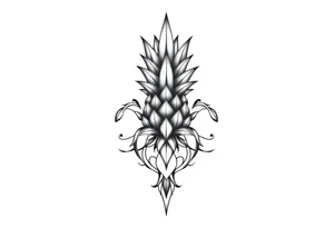 Bushy crown pineapple vagina,  design to go over vagina , erotic vagina  area design, anus to be at the bottom tattoo idea
