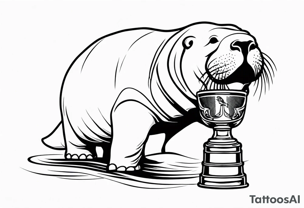 Manatee holding the Stanley Cup tattoo idea