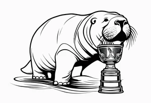 Manatee holding the Stanley Cup tattoo idea