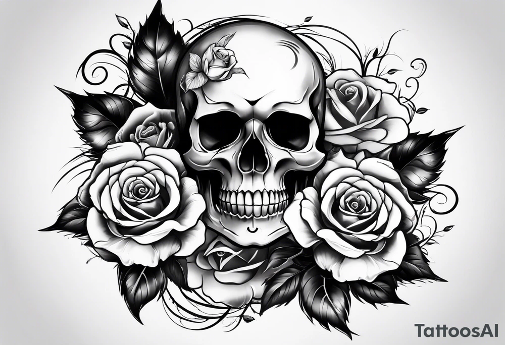 skull and roses tattoo idea