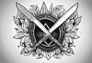 Word topspot as a knife tattoo idea