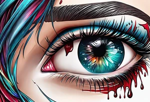 Bleeding tears flow from eye tattoo design tattoo idea
