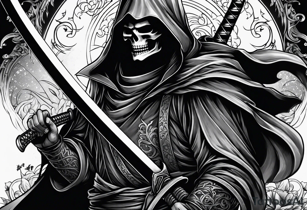 Katana and grim reaper tattoo idea