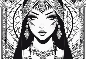 Strong anime women tattoo idea