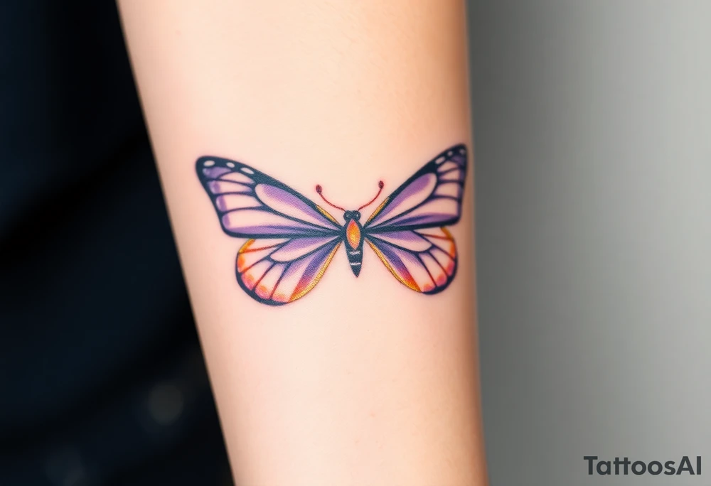 An infinity symbol created from delicate butterfly wings, with shades of purple and gold tattoo idea