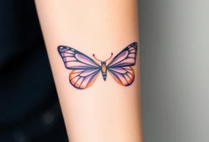 An infinity symbol created from delicate butterfly wings, with shades of purple and gold tattoo idea
